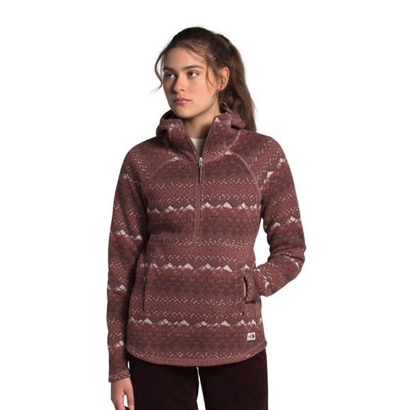 The North Face Tops - The North Face Womens Med Crescent Printed 1/4 Zip Knit Fleece Hoodie Gorpcore